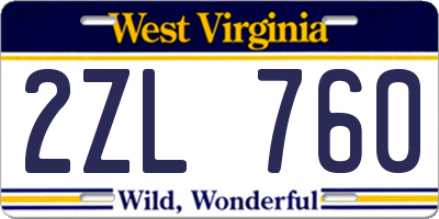 WV license plate 2ZL760