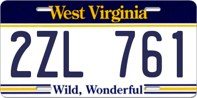 WV license plate 2ZL761
