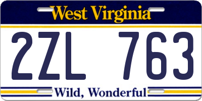 WV license plate 2ZL763