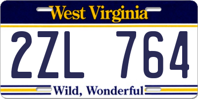 WV license plate 2ZL764