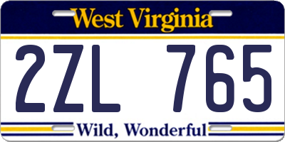 WV license plate 2ZL765