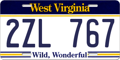 WV license plate 2ZL767