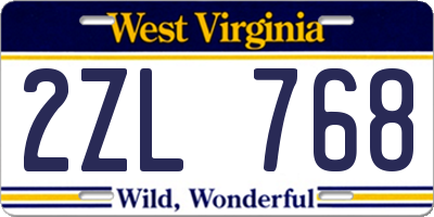 WV license plate 2ZL768
