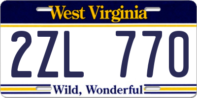 WV license plate 2ZL770