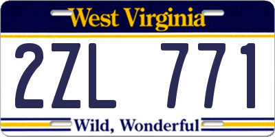 WV license plate 2ZL771