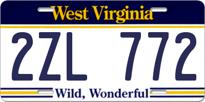 WV license plate 2ZL772