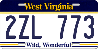 WV license plate 2ZL773