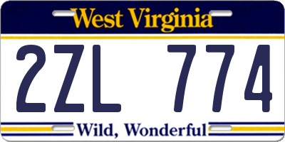 WV license plate 2ZL774