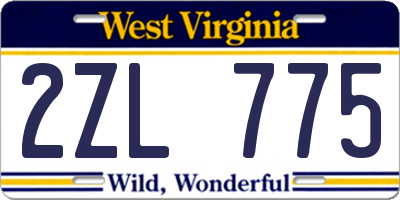 WV license plate 2ZL775