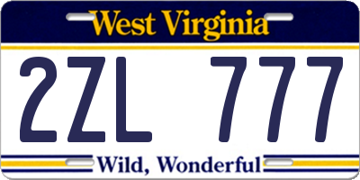 WV license plate 2ZL777