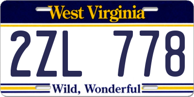 WV license plate 2ZL778