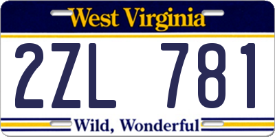 WV license plate 2ZL781