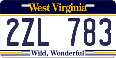 WV license plate 2ZL783