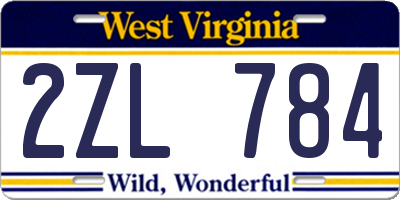 WV license plate 2ZL784