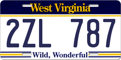 WV license plate 2ZL787