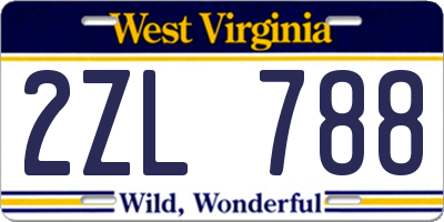 WV license plate 2ZL788