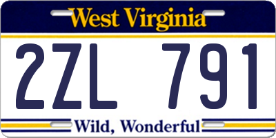 WV license plate 2ZL791