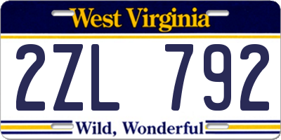WV license plate 2ZL792