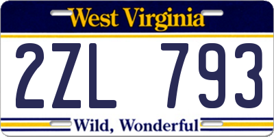 WV license plate 2ZL793