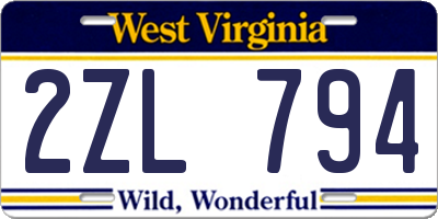 WV license plate 2ZL794