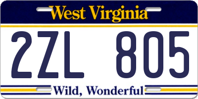 WV license plate 2ZL805