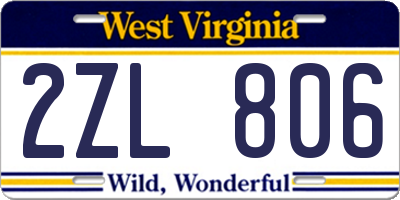 WV license plate 2ZL806