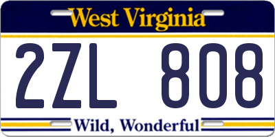 WV license plate 2ZL808