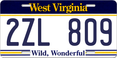 WV license plate 2ZL809