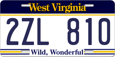 WV license plate 2ZL810
