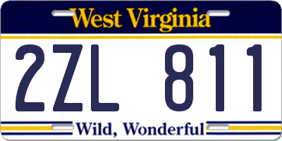 WV license plate 2ZL811