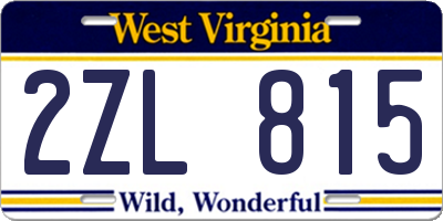 WV license plate 2ZL815