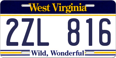 WV license plate 2ZL816