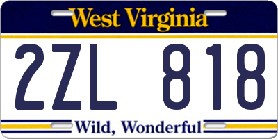WV license plate 2ZL818