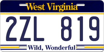 WV license plate 2ZL819