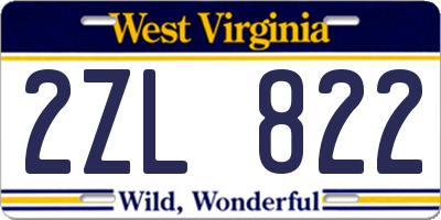 WV license plate 2ZL822