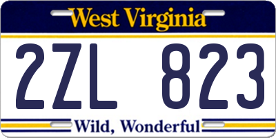 WV license plate 2ZL823
