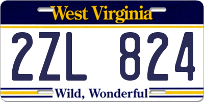 WV license plate 2ZL824