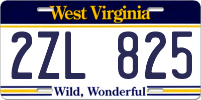 WV license plate 2ZL825