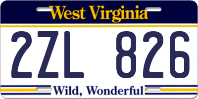 WV license plate 2ZL826