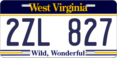 WV license plate 2ZL827