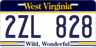 WV license plate 2ZL828