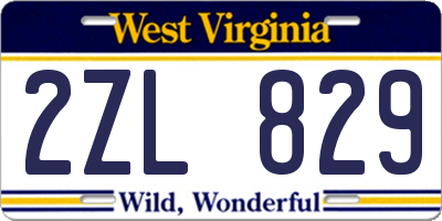 WV license plate 2ZL829