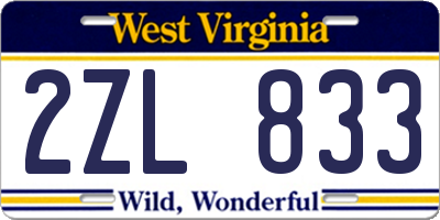 WV license plate 2ZL833