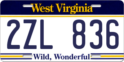 WV license plate 2ZL836