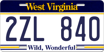 WV license plate 2ZL840