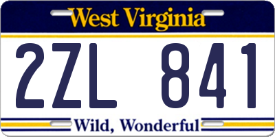 WV license plate 2ZL841