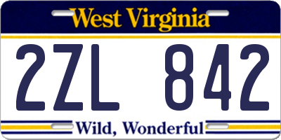 WV license plate 2ZL842