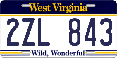 WV license plate 2ZL843