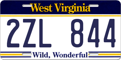WV license plate 2ZL844