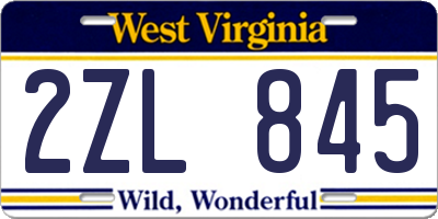 WV license plate 2ZL845